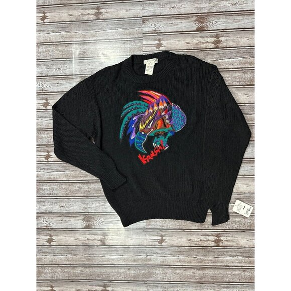 Kansai Yamamoto O2 Knit sweater eagle embroidered sz S NWT 100% silk  Y2K - Picture 1 of 5